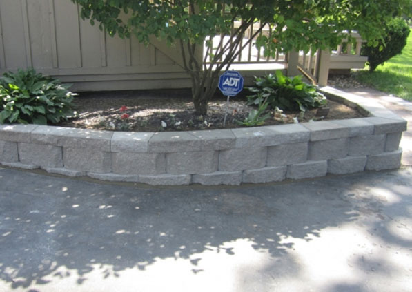 A newly built stone surrounding for plants